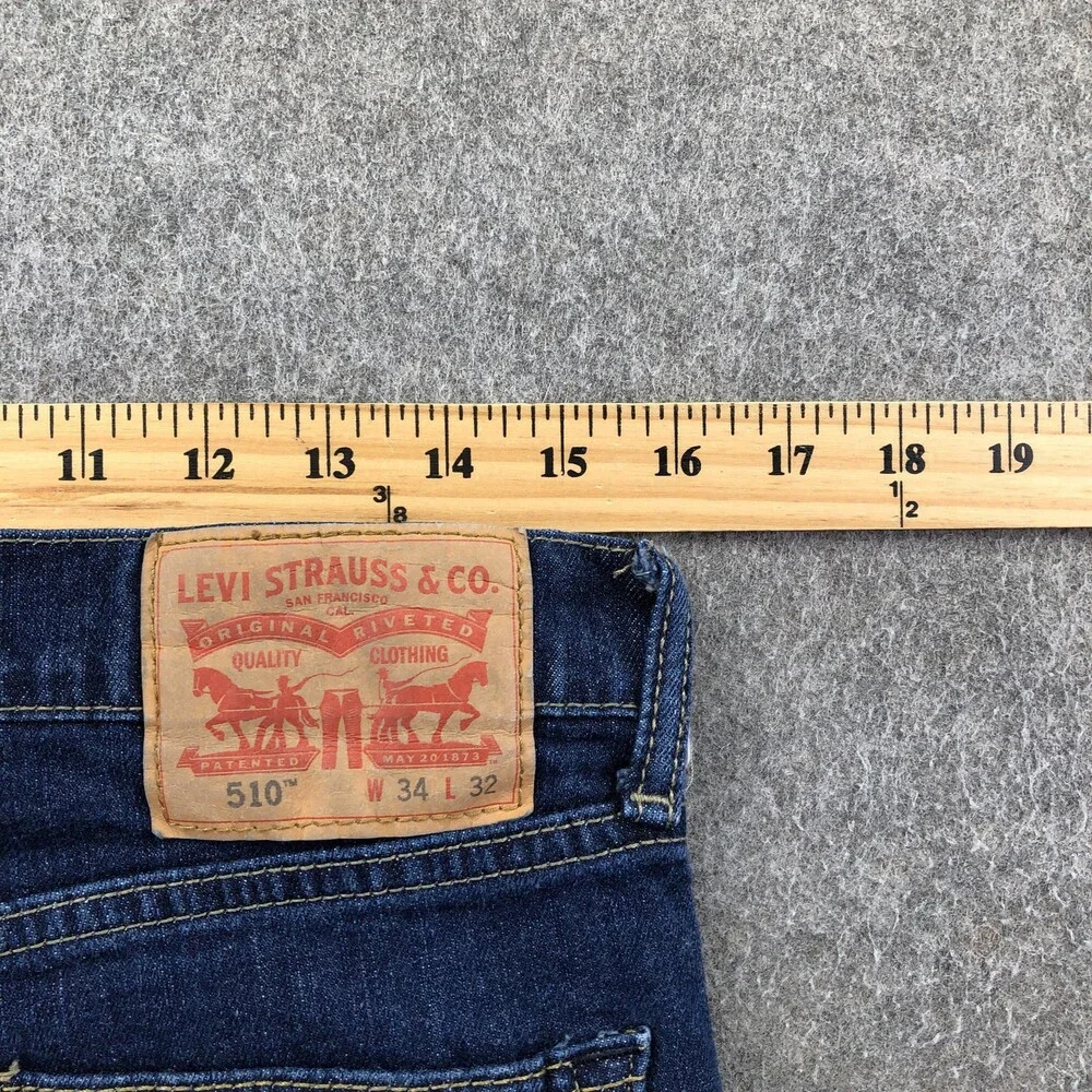 Levis 510 Jeans Mens 34x32 Blue Medium Wash Slim Skinny Denim Pants Casual